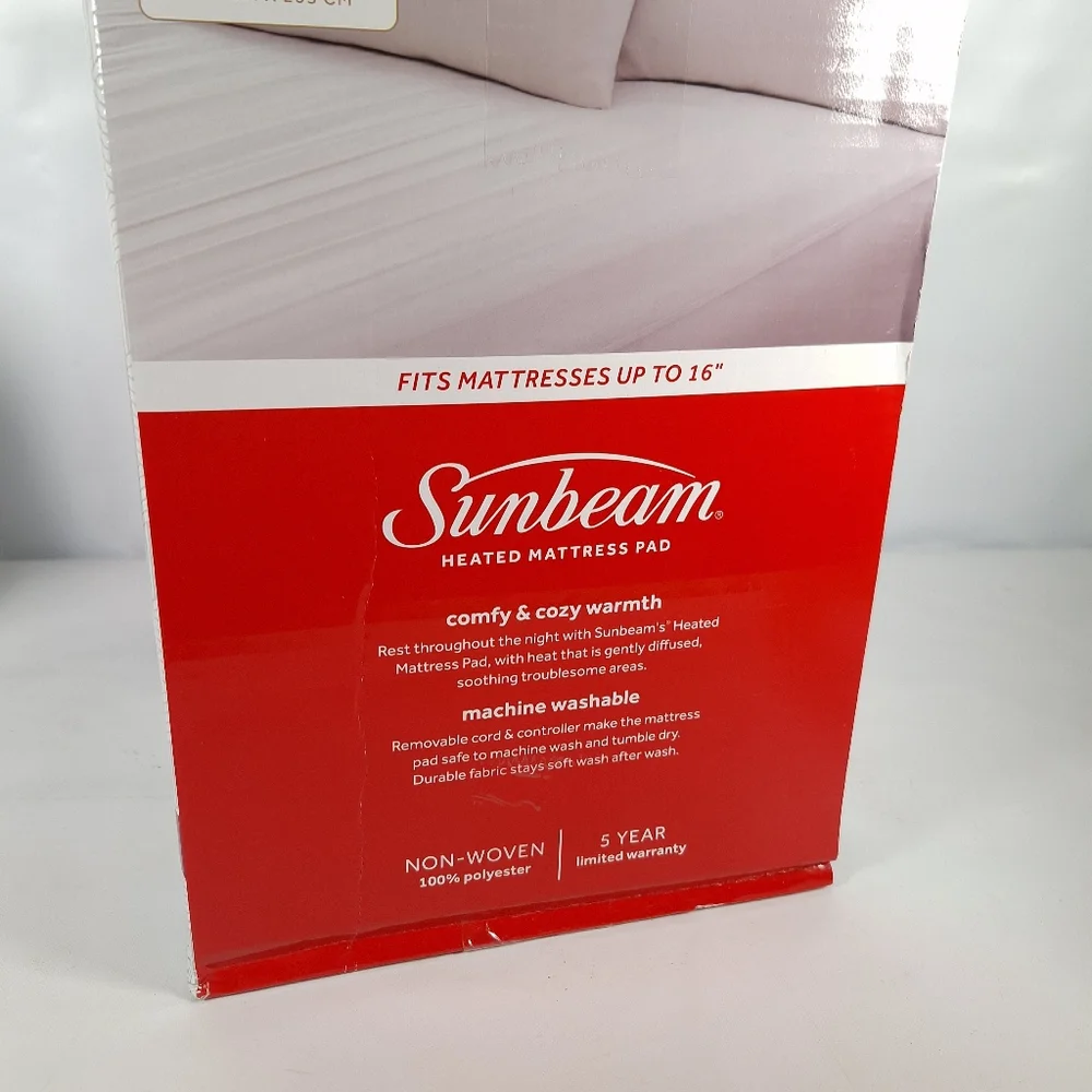 SUNBEAM King-size Heated Mattress Pad Dual Zone Controls